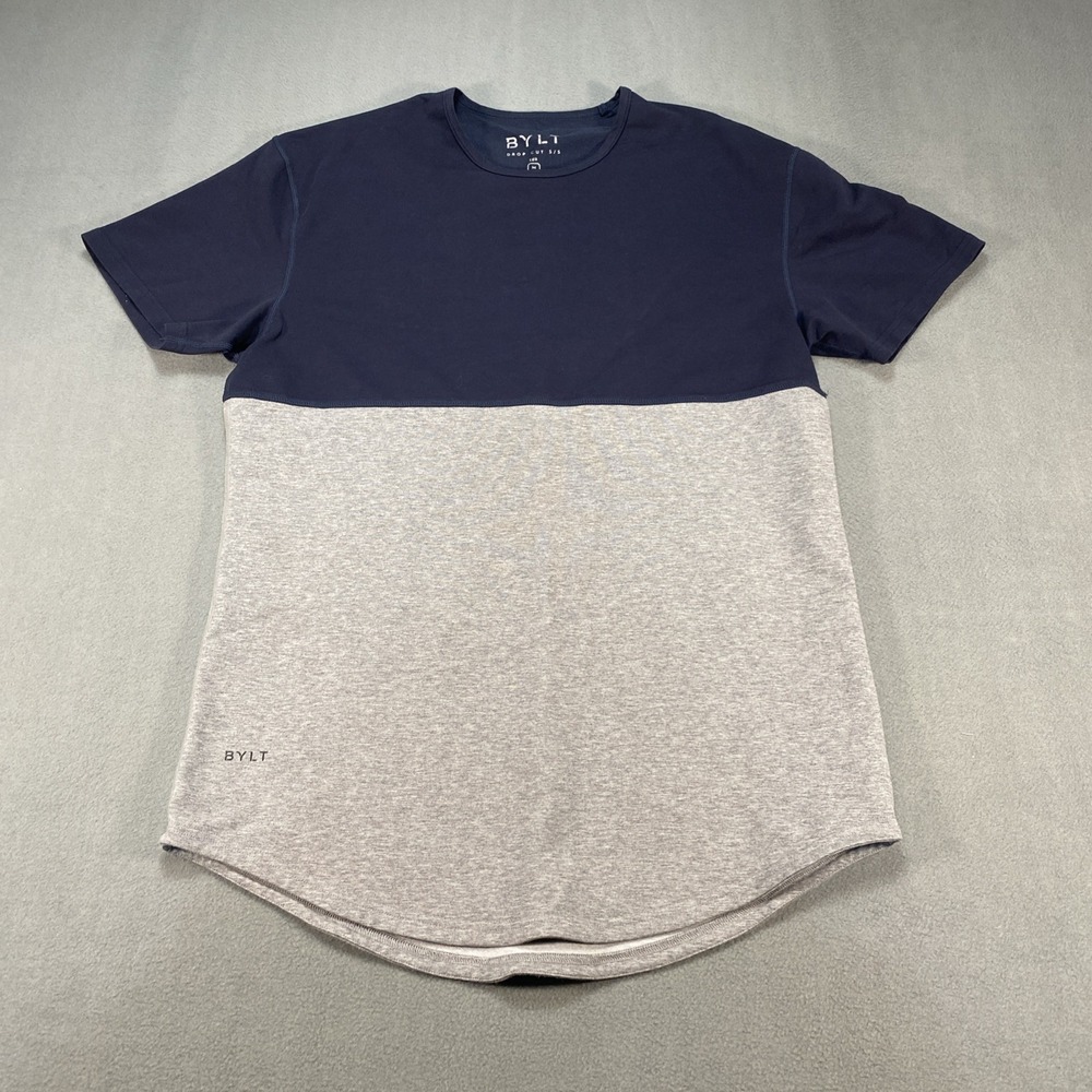 Bylt Drop Cut Lux Men's Medium Short Sleeve Shirt Color Block Navy Gray